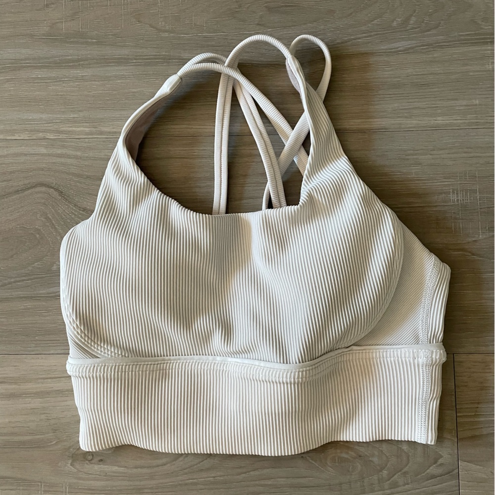 Lululemon White Ribbed Sports Bra, Size 4